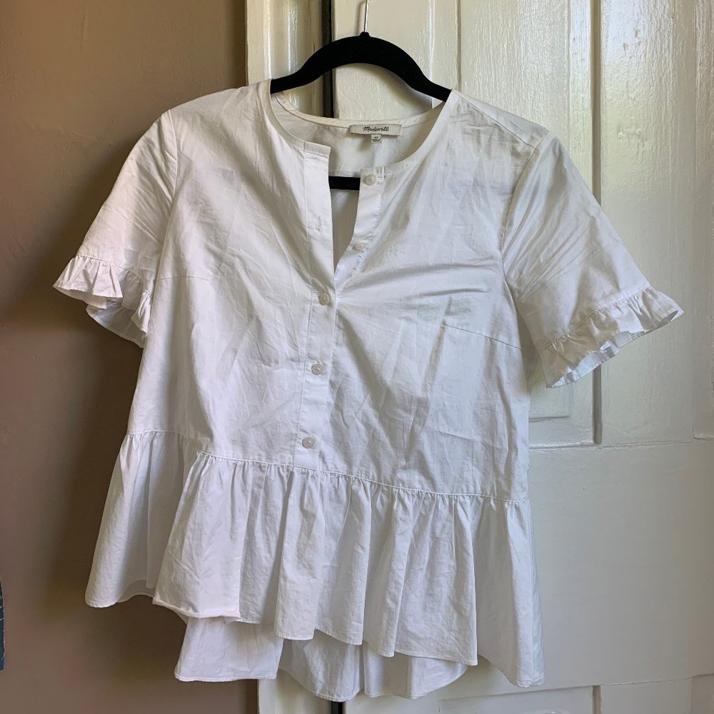 Madewell White Peplum Top